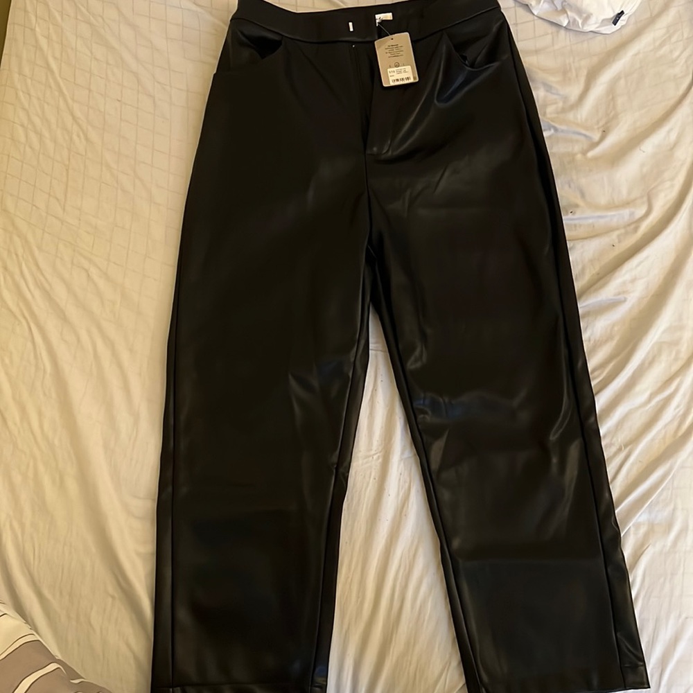 Brand new straight leg leather pants